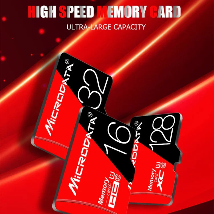 Cartão de Memória TF (Micro SD) Vermelho e Preto U3 de Alta Velocidade MICRODATA 64GB, 64GB