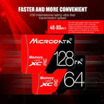 Cartão de Memória TF (Micro SD) Vermelho e Preto U3 de Alta Velocidade MICRODATA 64GB, 64GB