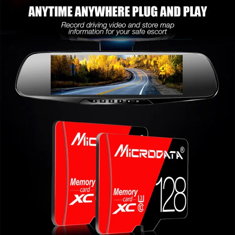 Cartão de Memória TF (Micro SD) Vermelho e Preto U3 de Alta Velocidade MICRODATA 128GB, 128GB