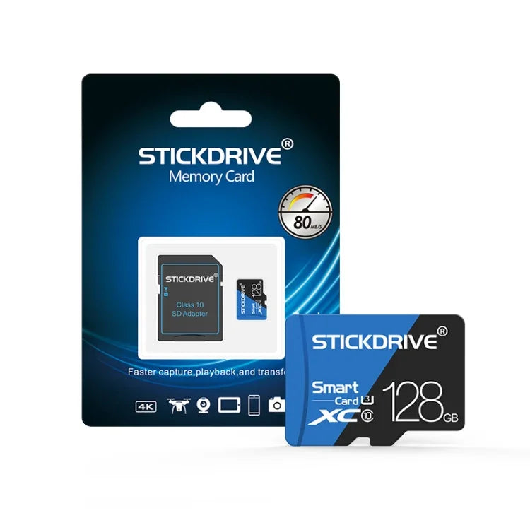 Cartão de Memória STICKDRIVE 128GB Alta Velocidade U3 Azul e Preto TF (Micro SD), 128GB