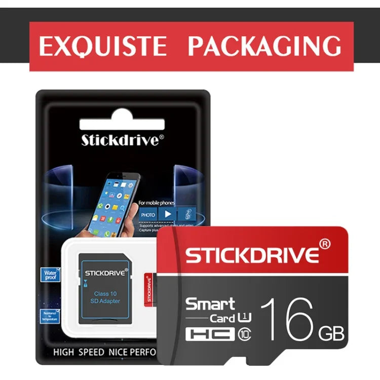 Cartão de Memória STICKDRIVE 16GB U1 Linha Branca Vermelha e Preta TF(Micro SD), 16GB