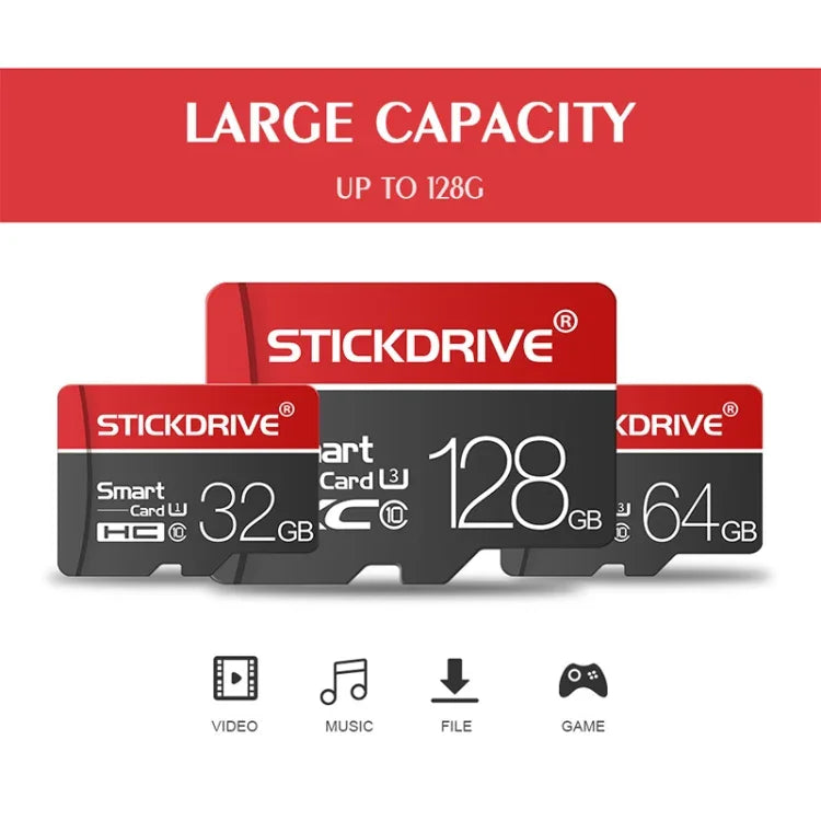 Cartão de Memória STICKDRIVE 64GB U3 Linha Branca Vermelha e Preta TF(Micro SD), 64GB