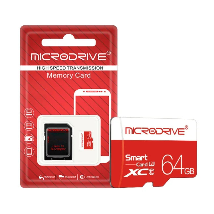 Cartão de Memória Microdrive 64GB Classe 10 Alta Velocidade Classe 10 Micro SD(TF), 64GB