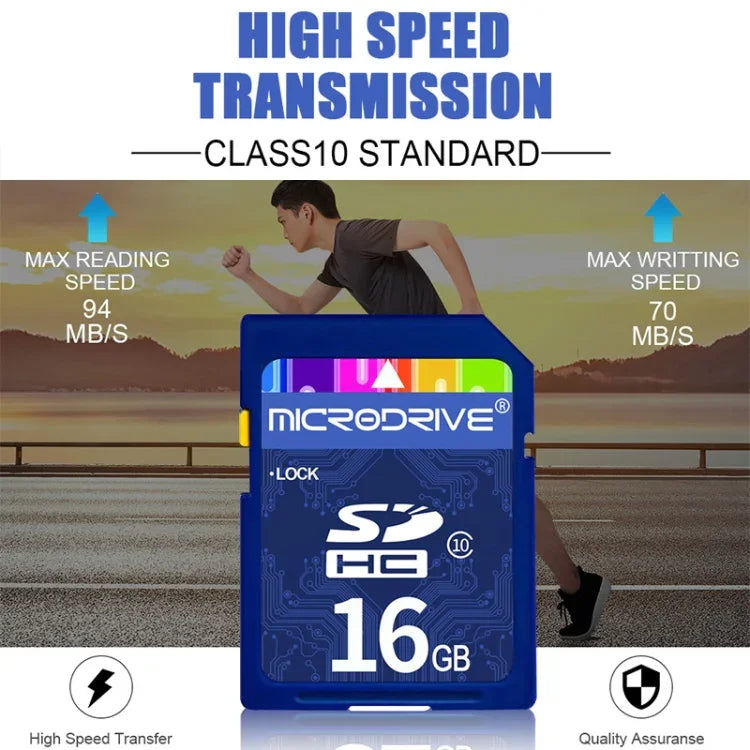 Cartão de Memória Microdrive 16GB Alta Velocidade Classe 10 SD para Todos os Dispositivos Digitais com Slot para Cartão SD, 16GB