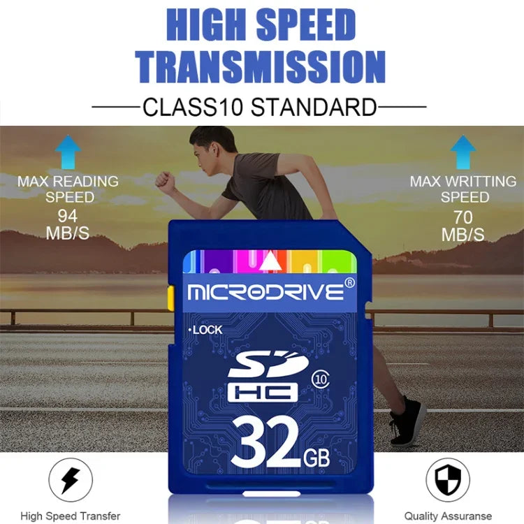 Cartão de Memória Microdrive 32GB Classe 10 de Alta Velocidade para Todos os Dispositivos Digitais com Slot para Cartão SD, 32GB