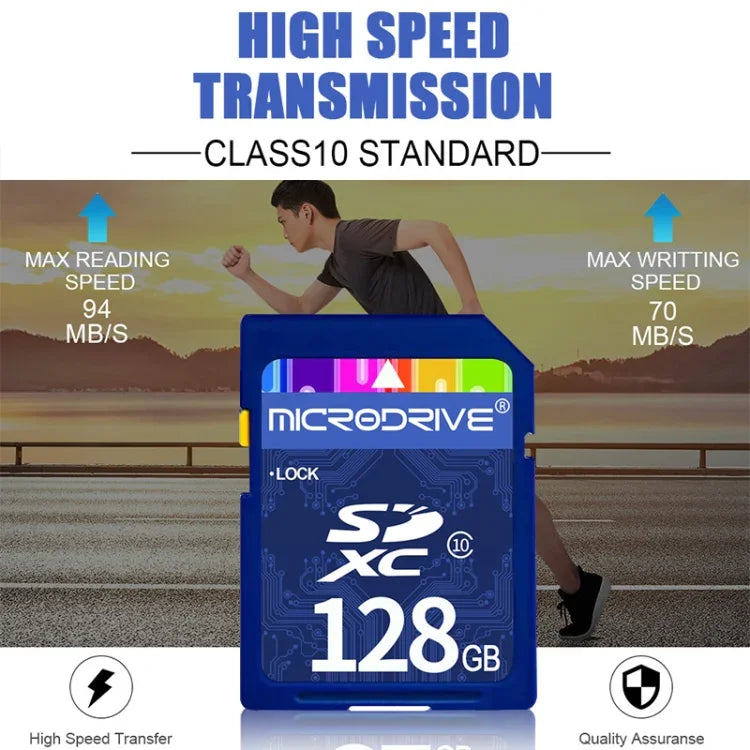 Cartão de Memória Microdrive 128GB Classe 10 de Alta Velocidade para Todos os Dispositivos Digitais com Slot para Cartão SD, 128GB
