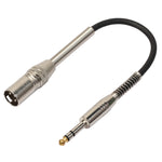 Cabo de áudio para microfone estéreo XLR macho de 3 pinos para ficha fêmea de 1/4 polegadas (6,35mm), 30cm, BK2077KM