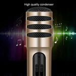 Microfone Condensador BGN-C7 para Karaoke em Telefone Móvel com Duplo Microfone para Canto ao Vivo e Placa de Som Integrada