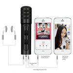 Microfone Condensador BGN-C7 para Karaoke em Telefone Móvel com Duplo Microfone para Canto ao Vivo e Placa de Som Integrada