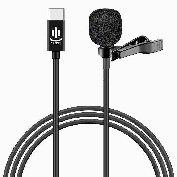 Microfone de Lapela Condensador com Redução Inteligente de Ruído YICHUANG YC-LM10 USB-C / Tipo-C, Comprimento do Cabo: 1,5m, YC-LM10