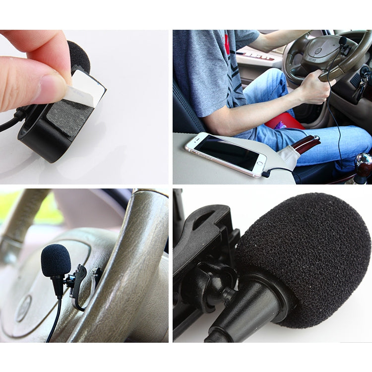 Microfone estéreo de lapela adesivo com clipe ZJ025MR com ficha 3,5mm para GPS de carro / áudio DVD com Bluetooth, comprimento do cabo: 3m, ficha estéreo 3,5mm