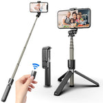 Tripé dobrável Bluetooth L03 em liga de alumínio com bastão de selfie, L03 branco, L03 preto
