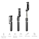 Tripé dobrável Bluetooth L03 em liga de alumínio com bastão de selfie, L03 branco, L03 preto