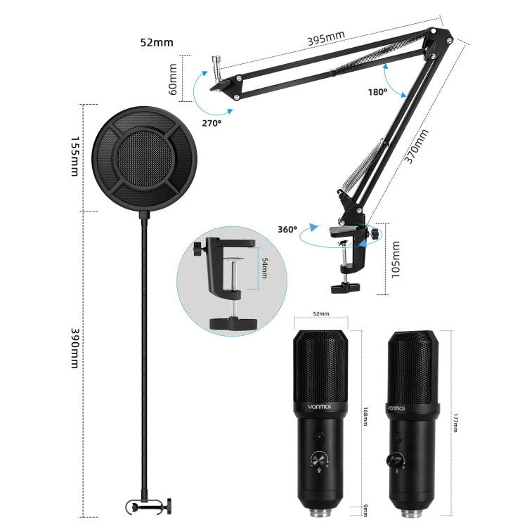 Kit de microfone USB para gravação Yanmai Q10B, Q10B