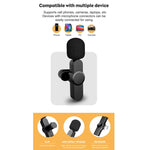 Microfone Lavalier Sem Fios para Transmissão ao Vivo com Interface Type-C / USB-C, Type-C