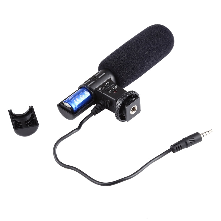 MIC-02 Microfone Estéreo de Som Claro com Frequência de 30-18000Hz para Smartphone, Comprimento do Cabo: 28cm
