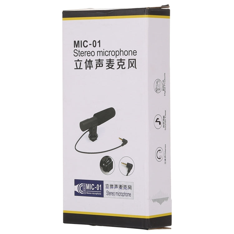 MIC-02 Microfone Estéreo de Som Claro com Frequência de 30-18000Hz para Smartphone, Comprimento do Cabo: 28cm