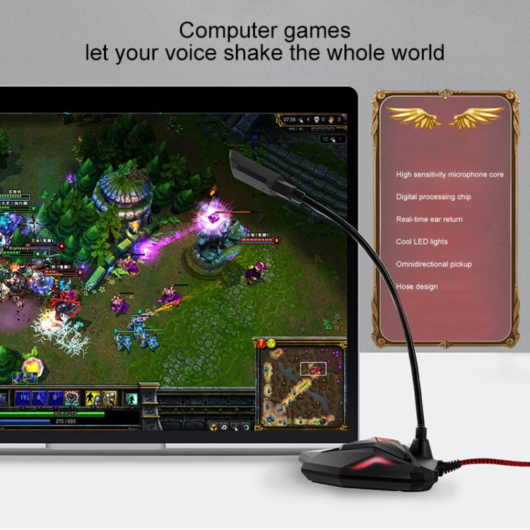 Microfone de Jogo Capacitivo G55 com Indicador LED
