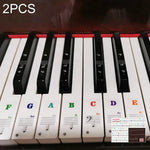 2 Peças Autocolantes Transparentes de Escala Musical para Piano Eletrónico com 88 / 61 / 54 / 49 Teclas, 2 Peças Autocolantes Transparentes de Escala Musical