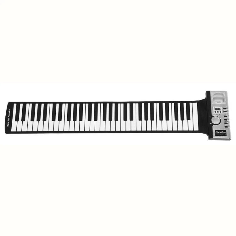 Teclado Piano Eletrónico Flexível Portátil de 61 Teclas com Colunas, 61 Teclas