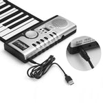 Teclado Piano Eletrónico Flexível Portátil de 61 Teclas com Colunas, 61 Teclas