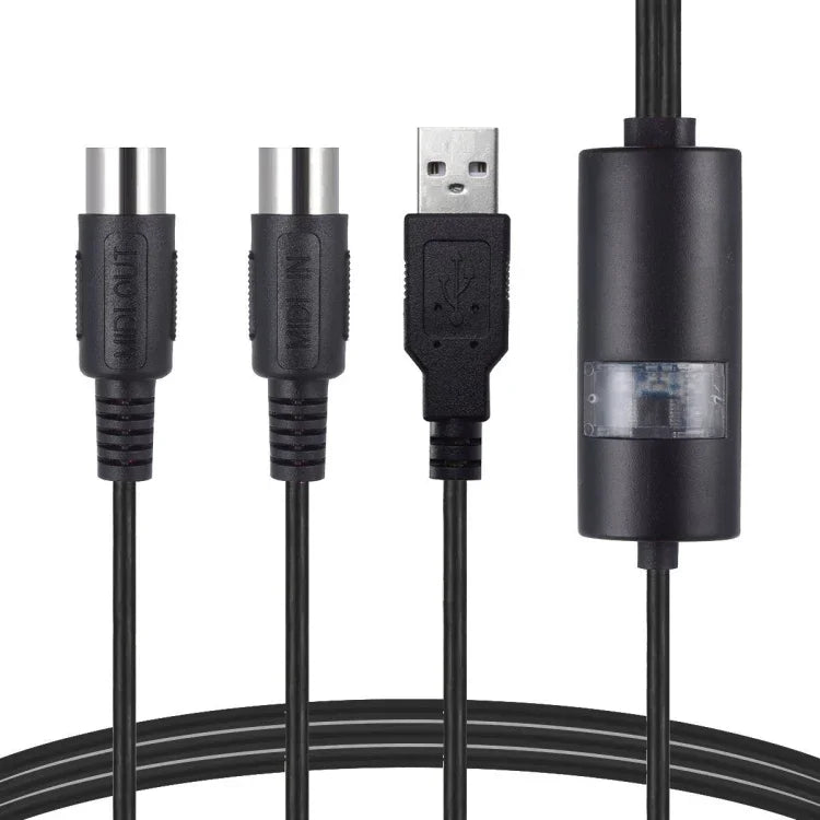 WERSI UM-18 Cabo USB MIDI MidiPort Cabo MIDI Piano Elétrico Bateria Eletrónica Linha de Edição Musical, Comprimento: 2m