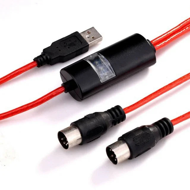 WERSI UM-18 Cabo USB MIDI MidiPort Cabo MIDI Piano Elétrico Bateria Eletrónica Linha de Edição Musical, Comprimento: 2m