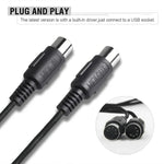 WERSI UM-18 Cabo USB MIDI MidiPort Cabo MIDI Piano Elétrico Bateria Eletrónica Linha de Edição Musical, Comprimento: 2m