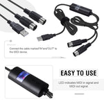WERSI UM-18 Cabo USB MIDI MidiPort Cabo MIDI Piano Elétrico Bateria Eletrónica Linha de Edição Musical, Comprimento: 2m