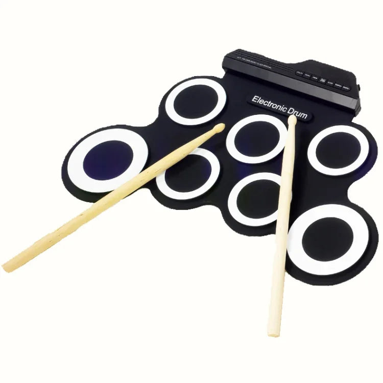 Bateria Eletrónica Portátil de Silicone com Rolagem Manual USB, Bateria Eletrónica USB (Preto), Bateria Eletrónica (Verde)