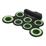 Bateria Eletrónica Portátil de Silicone com Rolagem Manual USB, Bateria Eletrónica USB (Preto), Bateria Eletrónica (Verde)