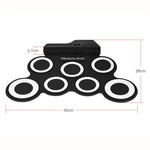 Bateria Eletrónica Portátil de Silicone com Rolagem Manual USB, Bateria Eletrónica USB (Preto), Bateria Eletrónica (Verde)