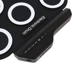 Bateria Eletrónica Portátil de Silicone com Rolagem Manual USB, Bateria Eletrónica USB (Preto), Bateria Eletrónica (Verde)