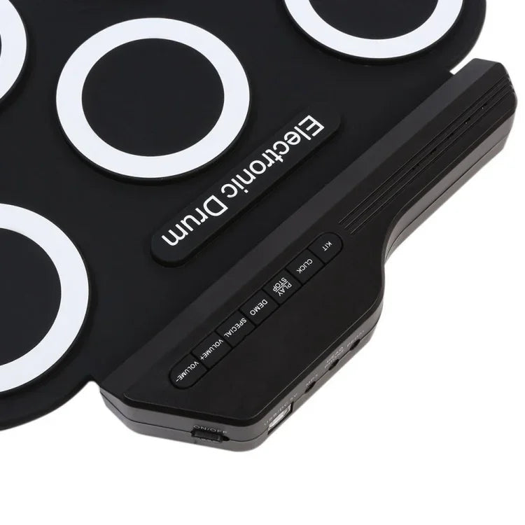 Bateria Eletrónica Portátil de Silicone com Rolagem Manual USB, Bateria Eletrónica USB (Preto), Bateria Eletrónica (Verde)