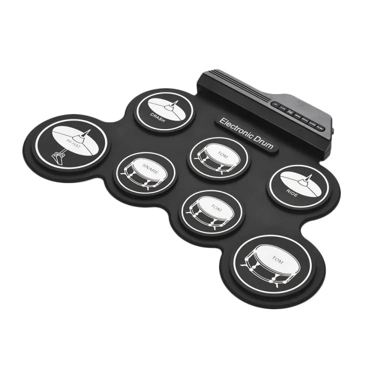 Bateria Eletrónica Portátil de Silicone com Rolagem Manual USB, Versão Ícone Preta, Bateria Eletrónica Versão Ícone Preta