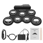 Bateria Eletrónica Portátil de Silicone com Rolagem Manual USB, Versão Ícone Preta, Bateria Eletrónica Versão Ícone Preta