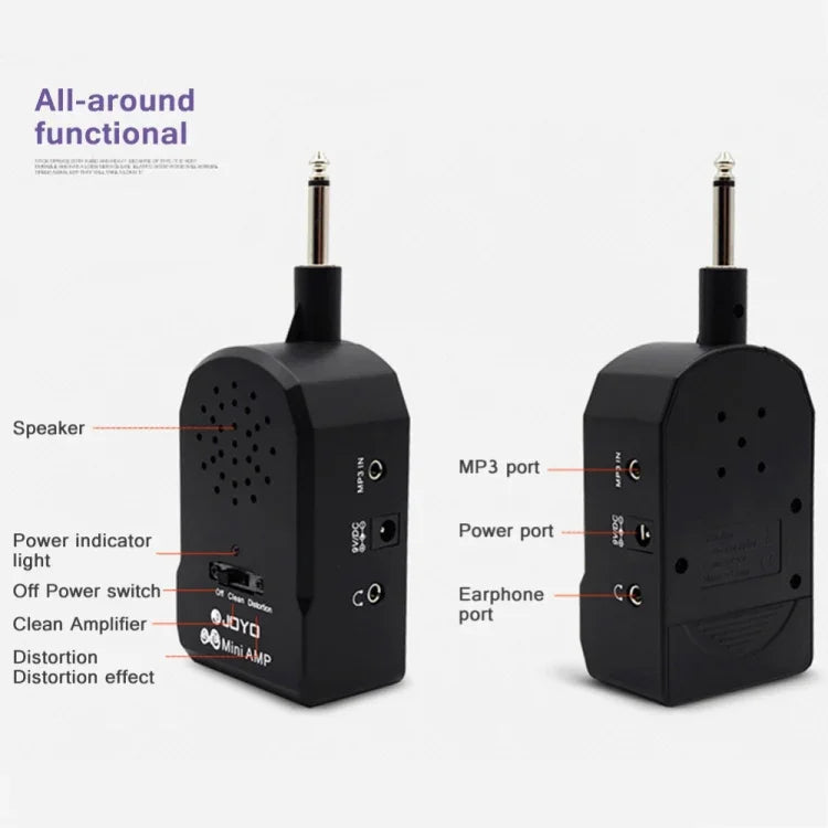 Amplificador de Guitarra JOYO JA-01 2W de Grande Volume Mini Portátil para Guitarra Elétrica e Baixo com Timbre de Distorção, Suporta MP3 / Auscultadores, JA-01