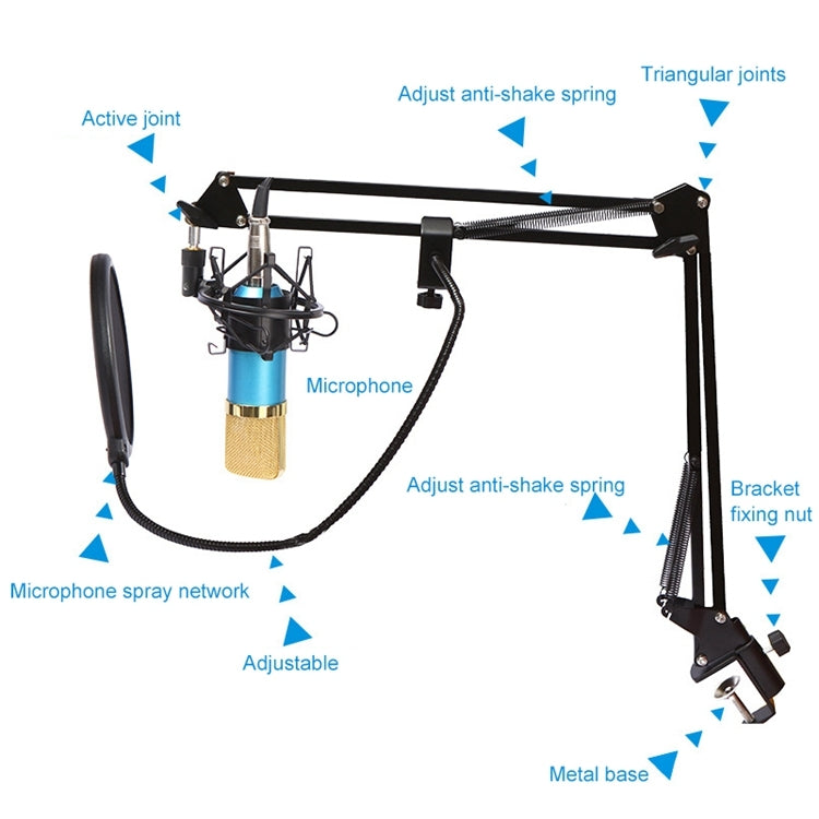 Conjunto de Microfone com Suporte Anti-Choque Metálico de Alta Gama para Rede K-Song BM-800, Kit BM800 Preto, Kit BM800 Rosa, Kit BM800 Azul, Kit BM800 Branco