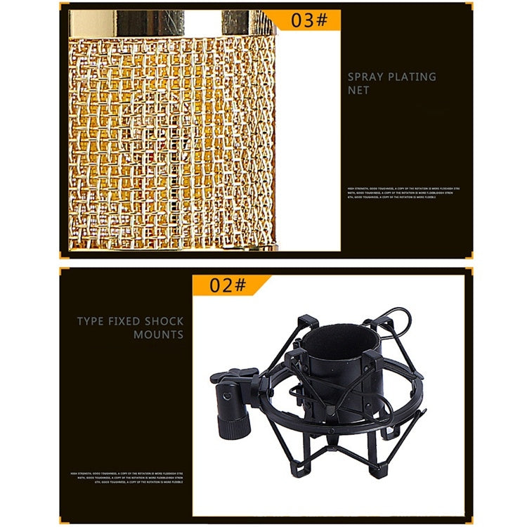 Conjunto de Microfone com Suporte Anti-Choque Metálico de Alta Gama para Rede K-Song BM-800, Kit BM800 Preto, Kit BM800 Rosa, Kit BM800 Azul, Kit BM800 Branco