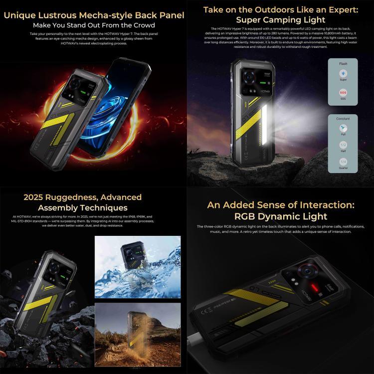 HOTWAV Hyper 7 Telemóvel Resistente, 8GB+256GB, 10800mAh, 6,6 polegadas Android 14 MediaTek Dimensity 7050 5G, Rede: 5G, OTG, NFC