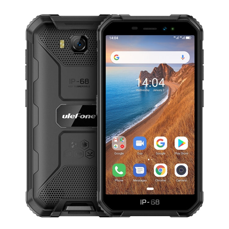 À prova de água IP68/IP69K, à prova de pó e choque, reconhecimento facial, bateria de 4000mAh, ecrã de 5.0 polegadas, Android 9.0 MTK6580A/W Quad Core até 1.3GHz, rede: 3G, Armor X6 2GB+16GB