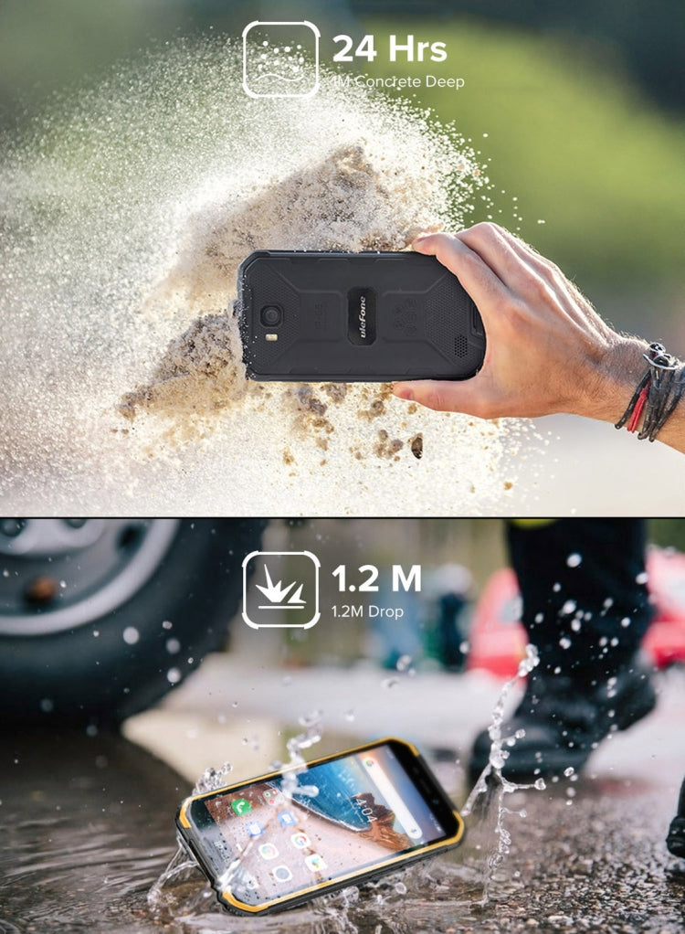 À prova de água IP68/IP69K, à prova de pó e choque, reconhecimento facial, bateria de 4000mAh, ecrã de 5.0 polegadas, Android 9.0 MTK6580A/W Quad Core até 1.3GHz, rede: 3G, Armor X6 2GB+16GB