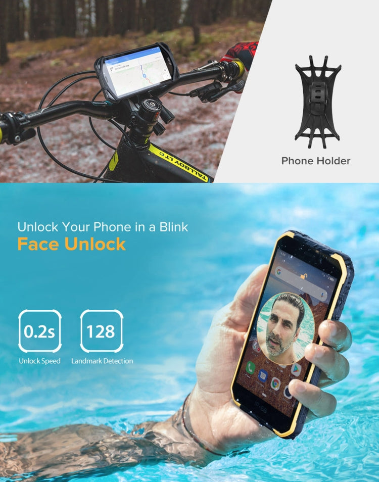 À prova de água IP68/IP69K, à prova de pó e choque, reconhecimento facial, bateria de 4000mAh, ecrã de 5.0 polegadas, Android 9.0 MTK6580A/W Quad Core até 1.3GHz, rede: 3G, Armor X6 2GB+16GB