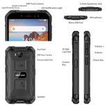 À prova de água IP68/IP69K, à prova de pó e choque, reconhecimento facial, bateria de 4000mAh, ecrã de 5.0 polegadas, Android 9.0 MTK6580A/W Quad Core até 1.3GHz, rede: 3G, Armor X6 2GB+16GB