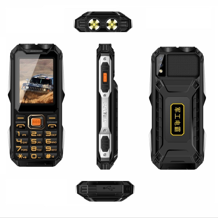 Impermeável, resistente a choques e poeiras, bateria de 16800mAh, 2,4 polegadas, 21 teclas, Bluetooth, lanterna LED, FM, SOS, Dual SIM, rede: 2G, Q8 2G