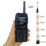 Impermeável, resistente a choques e poeiras, bateria de 2400mAh, 2,2 polegadas, 21 teclas, lanterna LED, FM, Quad SIM, com antena
