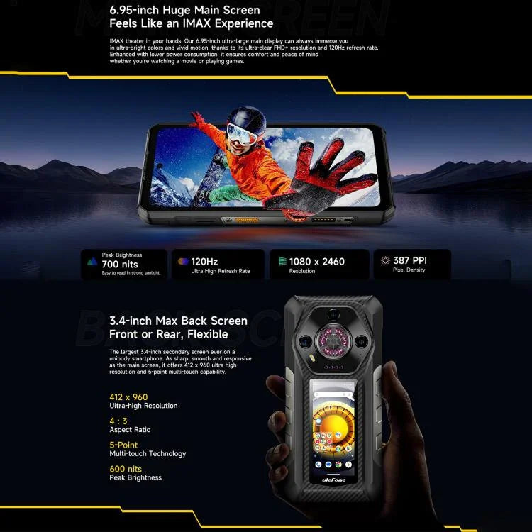 Câmaras traseiras duplas, IP68/IP69K à prova de água, poeira e choque, Face ID e identificação por impressão digital, 6,58 polegadas Android 13 MediaTek Helio G99 Octa Core até 2,2GHz, Rede: 4G, OTG, NFC, Versão global com Google Play, Armor 21