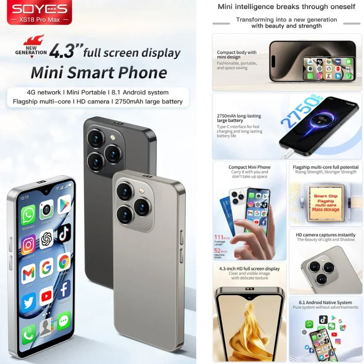 SOYES XS18 Pro Max, 2GB+16GB, Face ID, 4,3 polegadas Android 8.1 MTK6737A Quad Core, Rede: 4G, OTG, Dual SIM, XS18 Pro Max