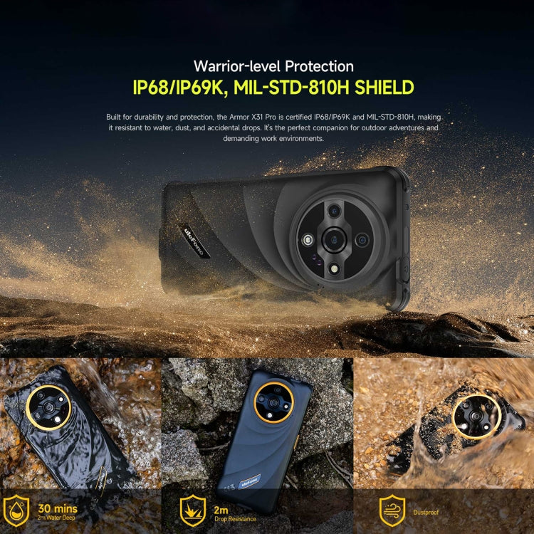 Ulefone Armor X31 Pro 5G, 8GB+256GB, Visão Noturna, Telemóvel Resistente IP68/IP69K, 6,56 polegadas Android 14 MediaTek Dimensity 6300 Octa Core, Rede: 5G, NFC, OTG, Armor X31 Pro