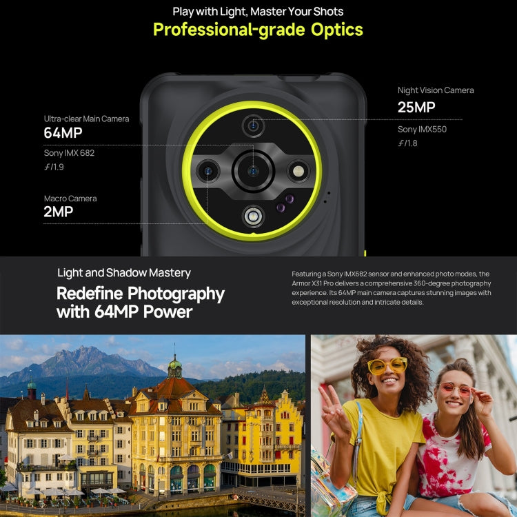 Ulefone Armor X31 Pro 5G, 8GB+256GB, Visão Noturna, Telemóvel Resistente IP68/IP69K, 6,56 polegadas Android 14 MediaTek Dimensity 6300 Octa Core, Rede: 5G, NFC, OTG, Armor X31 Pro